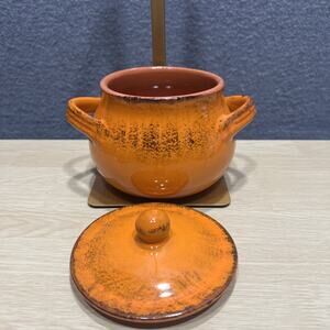 Vintage Mid-Century Italian Design Pot Soup Rustic Orange